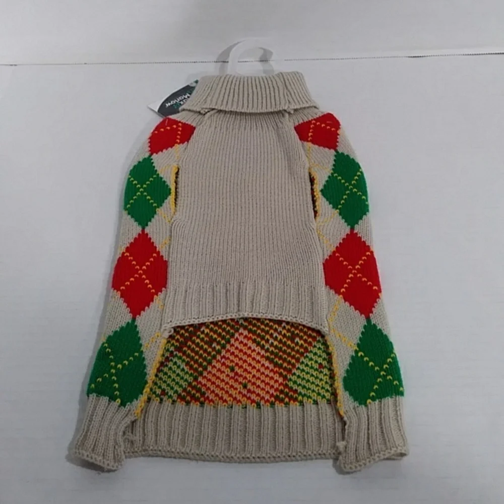 Max & Marlow Red & Green Argyle Pet Sweater Size L *NWT*